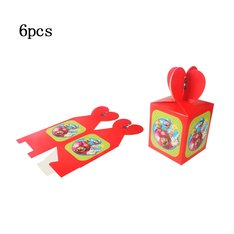 Тема "Супер Марио" Вечерние бумажные Салфетка под тарелку кружку баннер скатерть конфетная коробка карта соломинка дети мальчик с днем рождения Декор - Цвет: candy box 6pcs