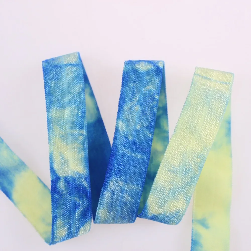 

617/350 color 5/8" Tie Dye Fold Over Elastic for DIY Hair Accessories 50yards