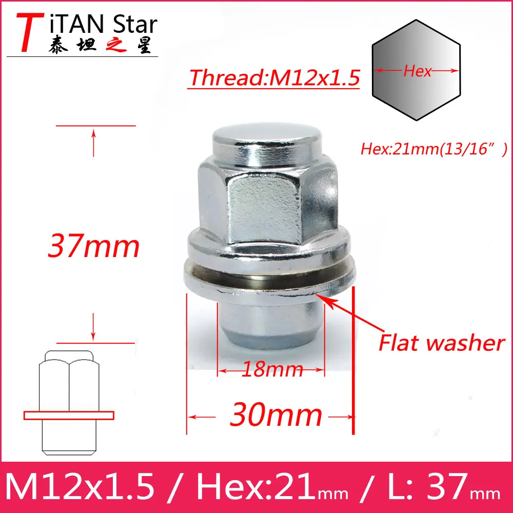 4 шт./компл. M12x1.5 Колесные гайки с шайбой подходит для toyota Lexus серии rav4 гайка покрышки Corolla Корона Пардо Reiz hyundai
