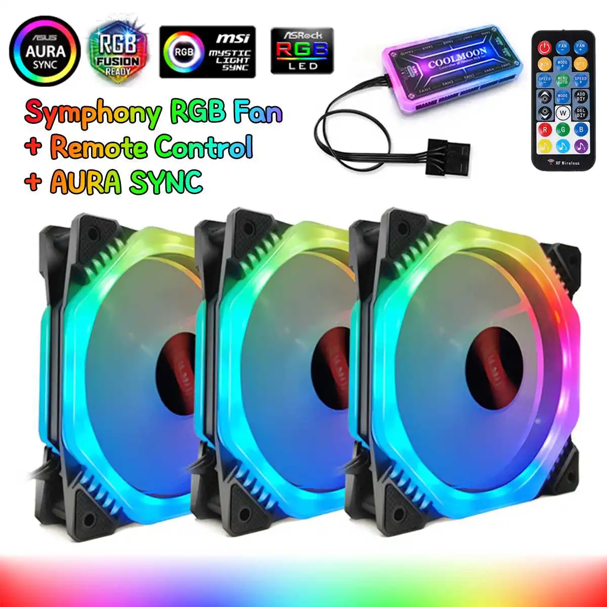 

Computer PC Case Fan RGB Cooling Fan Adjust LED Fan Speed 120mm Quiet Remote AURA SYNC Computer Cooler Cooling Music Induction