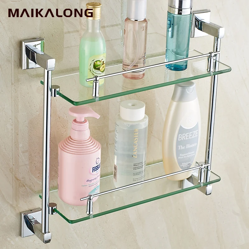 Platz design Doppel Badezimmer Regale, Glas Regal, chrom ende basis ... Platz design Doppel Badezimmer Regale, Glas Regal, chrom ende basis ...