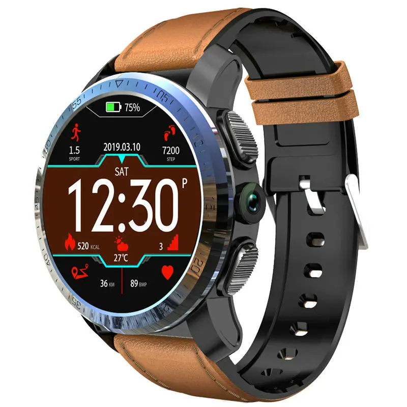 4G Smartwatch телефон Kospet Optimus Pro gps 3+ 32 планшет smart watch водонепроницаемый ip67 bluetooth наушники спортивные часы pk надеюсь - Цвет: Brown leather