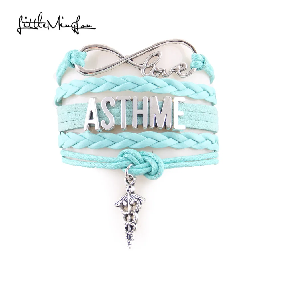 Little Minglou Infinity Love ASTHME bracelet ribbon hope charm awareness bracelets & bangles for men women leather jewelry|bangles for men|awareness braceletbracelet ribbon - AliExpress