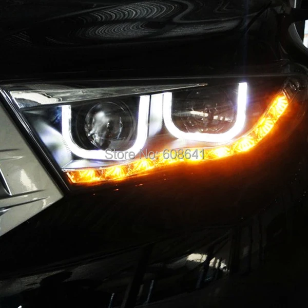 Kluger Highlander светодиодный головной светильник U Тип Ангельские глазки для TOYOTA 2012