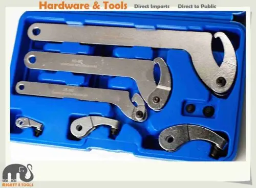 

11pc 19-120mm Adjust Hook & Pin Wrench C Spanner for Slotted & Roller Bearing Nuts