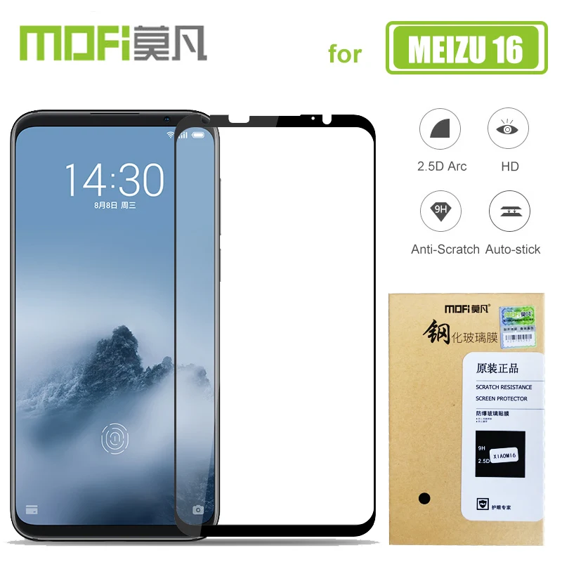 Meizu 16 Glass Mofi Full Cover Tempered Screen Protector Ultra-Thin for 16th Anti-Scratch 2.5D Protective Film | Мобильные телефоны