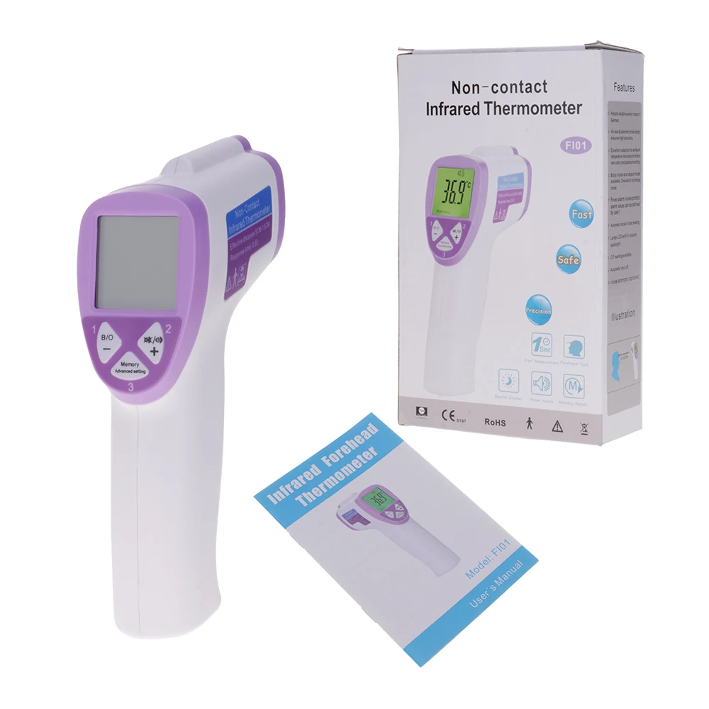 F101 Plastic Gun shaped LCD Digital Non contact IR Infrared Forehead