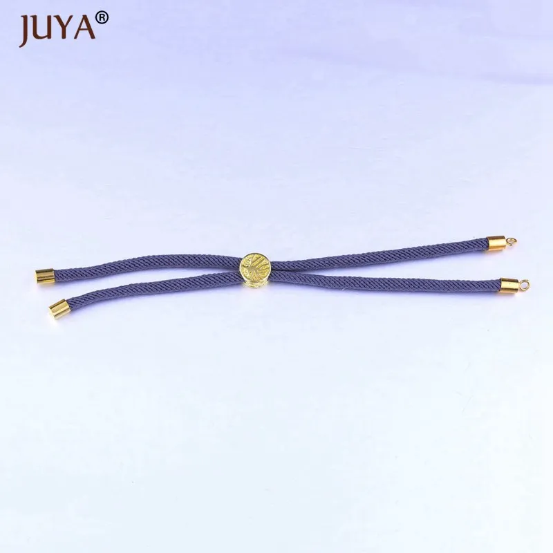 Черно-красная плетеная веревочная цепь с ползуном из дерева жизни, регулируемые цепочки для изготовления браслетов, звенья шармы-соединители - Цвет: Gray gold