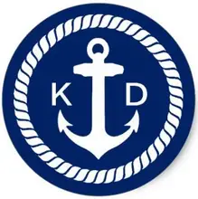 1.5inch Nautical Anchor & Rope Wedding Favor Classic Round Sticker