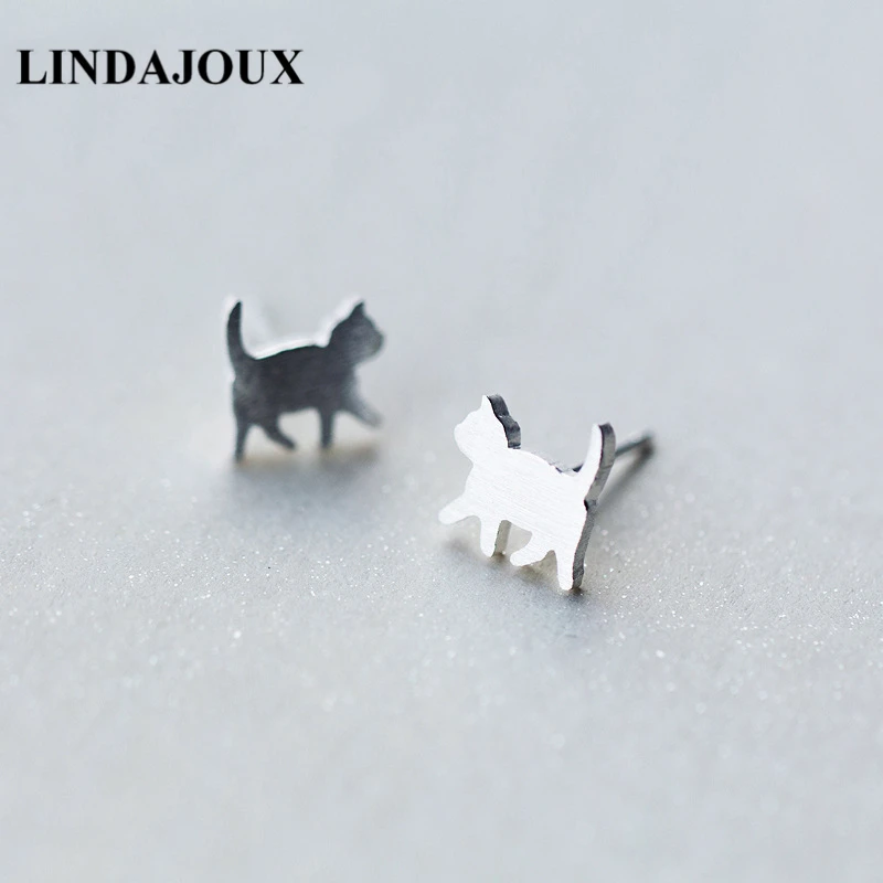 LINDAJOUX стильные матовые серьги-гвоздики из стерлингового серебра 925 пробы для женщин, серьги-Шпильки 9*8 мм