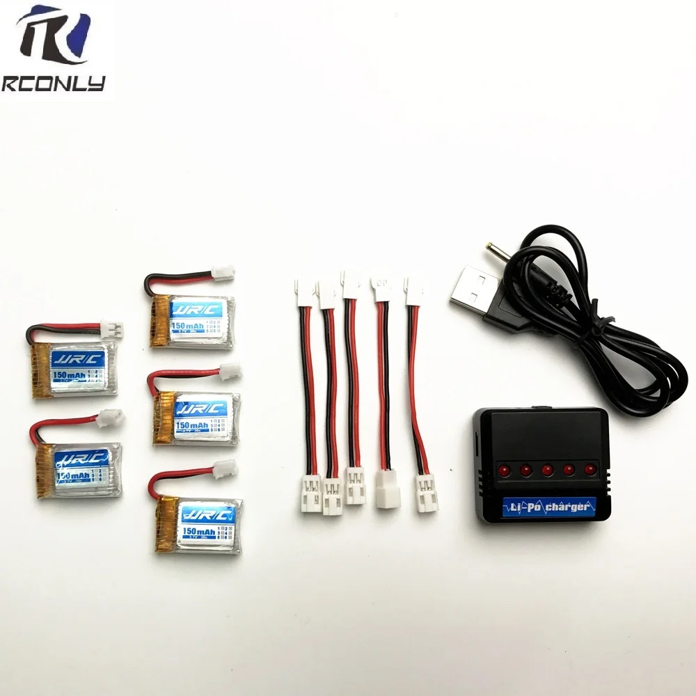 

High Quality 5PC 3.7V 150mAh Battery + 5 in 1 Charger For JJRC H36 RC Quadcopter Toys Wholesale Free Shipping