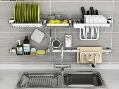 

Stainless steel kitchen utensil. Place bowl. Sink rack..