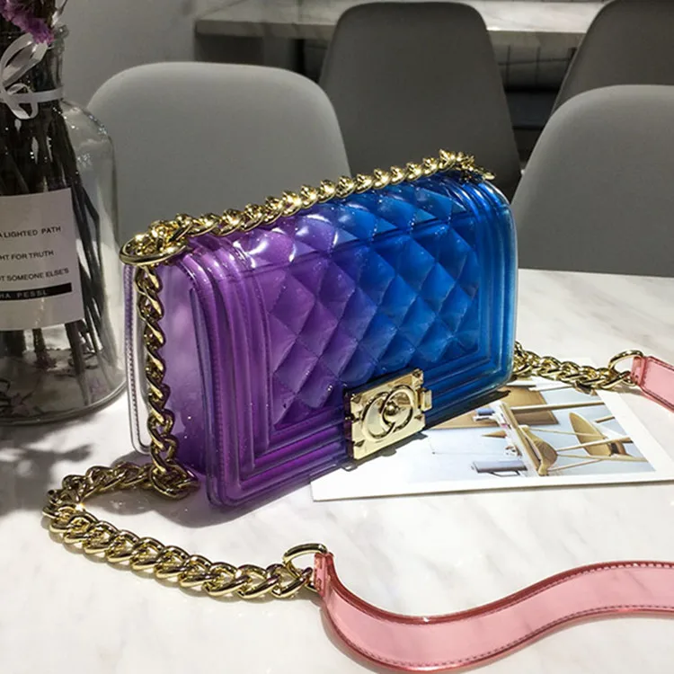 

Double Color Clear Transparent Chain Shoulder Messenger Bags Diamond Lattice Women Purse and Handbags
