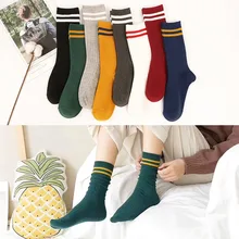 Японский стиль Харадзюку, 1 пара, унисекс, женские носки в полоску, дышащие хлопковые носки для скейтборда, 8 цветов, женские и мужские удобные носки