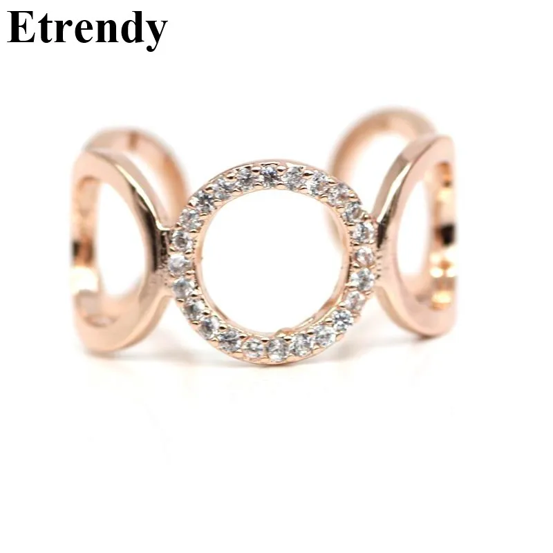 Стразы, круглые Регулируемые кольца для женщин, розовое золото, модное Ювелирное кольцо, милый подарок, бижутерия, аксессуары