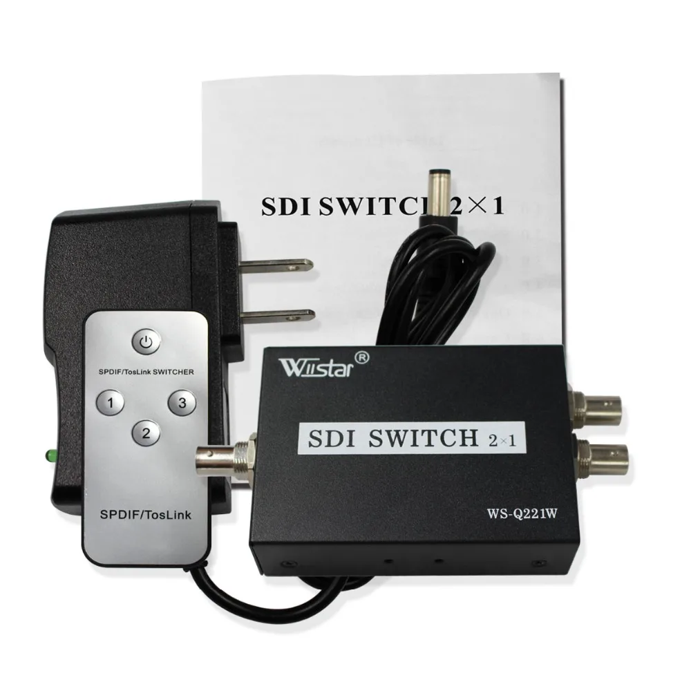 Wiistar переключатель SDI 2x1 концентратора SDI интеллектуальные удлинитель с переключателем 2 в 1 конвертер для 3g hd sd монитор камера