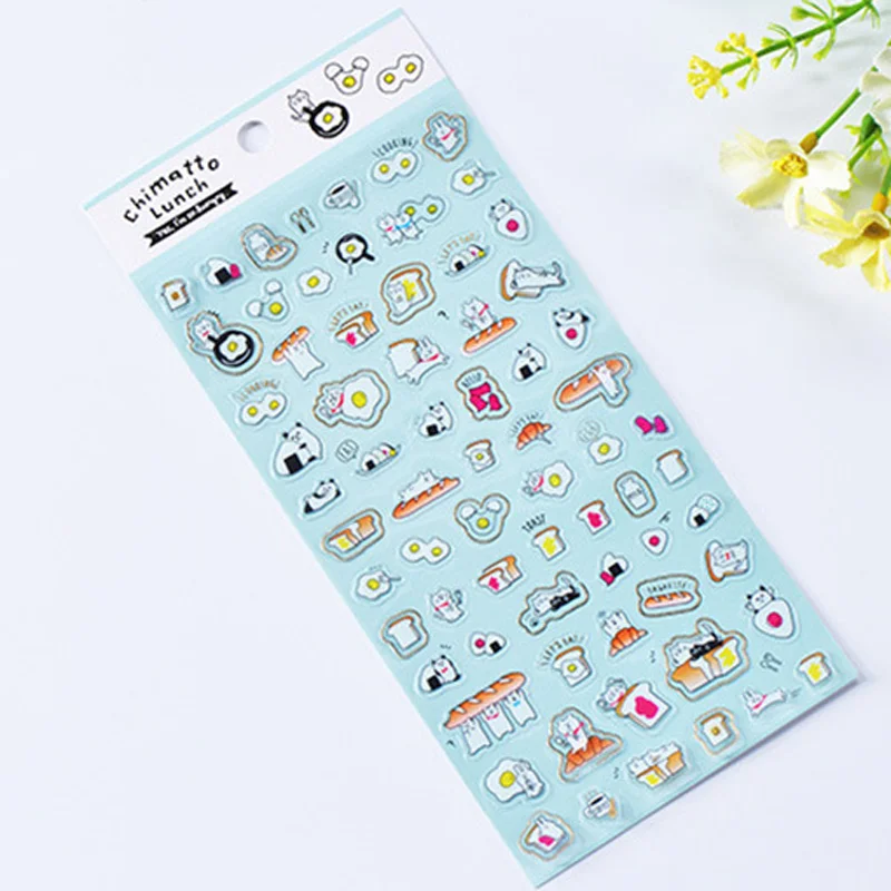 

1 Sheet Novelty Gliding Breakfast PVC Decorative Planner Stickers DIY Diary Scrapbooking Index Seal Stickers Adhesive