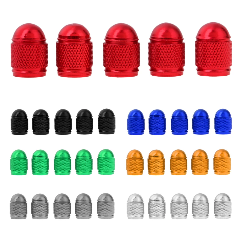 

5pcs Aluminum Bicycle Schrader Air Valve Dust Cap Cover - Various Colors MTB Road Mountain Bike Valve Cap Replacement Accessory