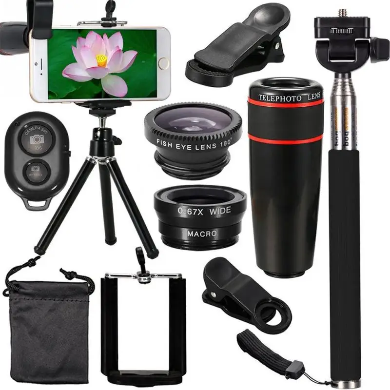 10 in 1 Phone Camera Accessories Lens Top Travel Kit For