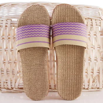 

2019 Natural Flax Home Slippers Indoor Floor Shoes Silent Sweat Slippers For Summer Women Sandals Slippers