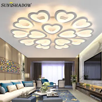 

White frame Modern Led Chandelier Surface Mounted Lighting Fixtures Living room Bedroom Dining room Chandeliers Lampara de tech