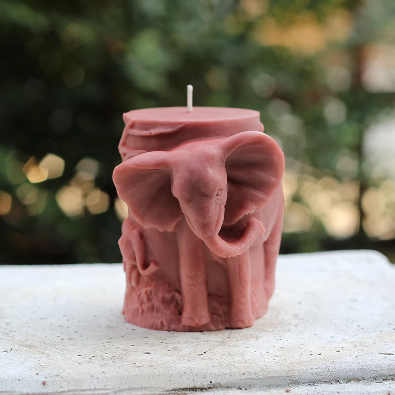 Nicole Silicone Candle Mold 3D Elephant Relief Design for Craft