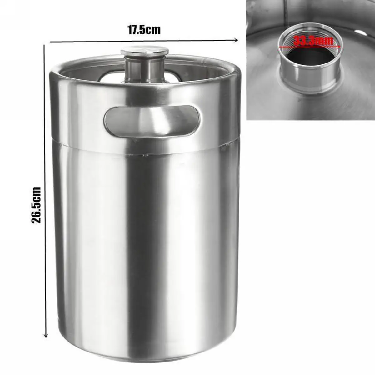 5L 170oz Silver Stainless Steel Homebrew Mini Keg Growler Beer Brewing Making