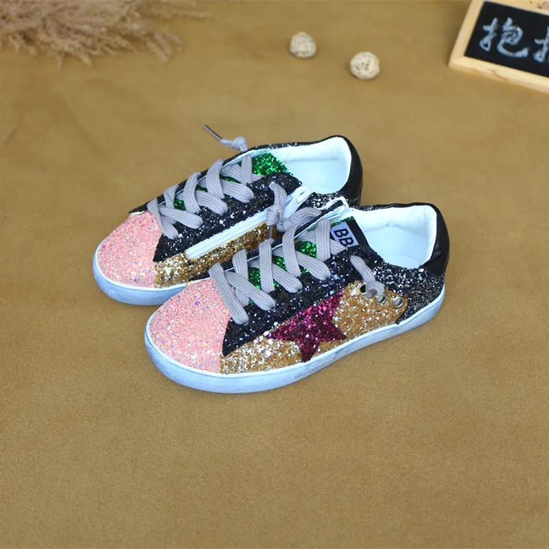 New Children Toddler Baby Glitter Shoes Girls Star White Sneakers Boys Sport Shoe Kid Causal