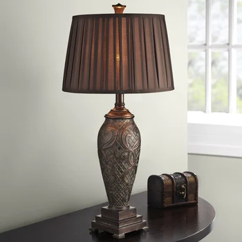 

Retro Bed Room Table Lamp Luxurious Fabric Lampshade Living Room Decoration Abajur Table lamp For Bedroom Lamparas De Mesa