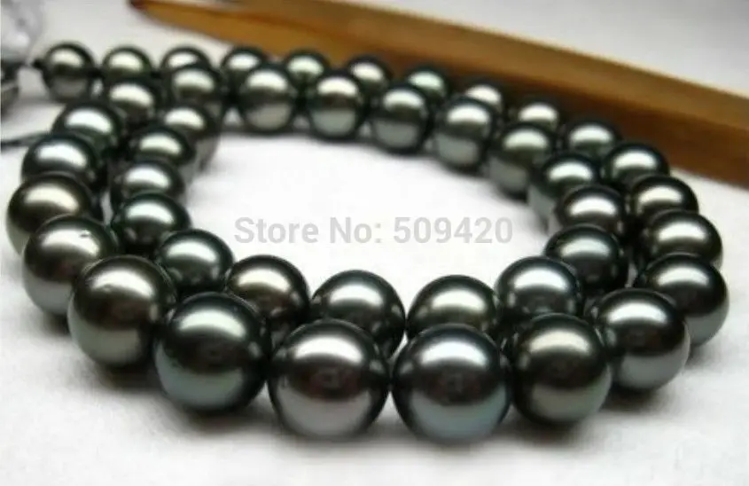 

~~ Free Shipping >>REAL AAA+ 11-12MM SOUTH SEA BLACK PEARL NECKLACE 18