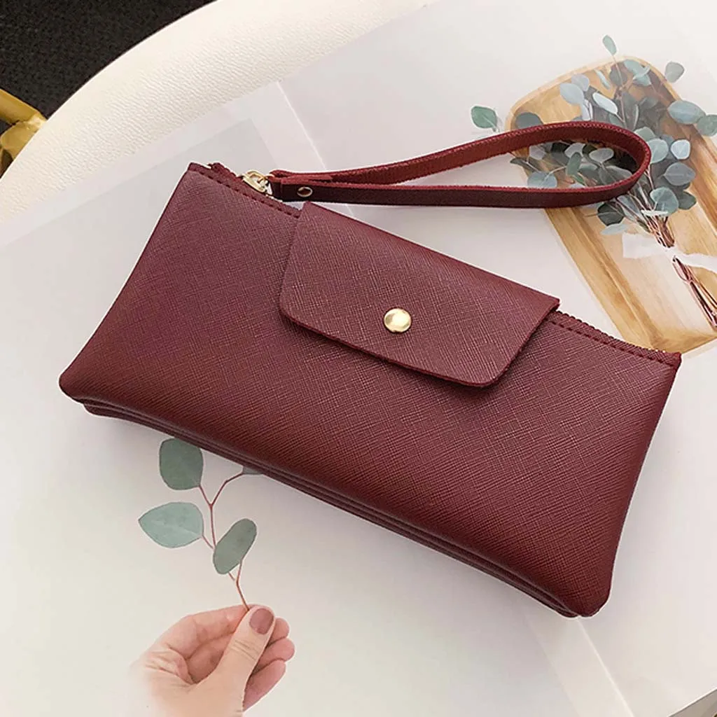 Aelicy Women's Fashion Pu Leather Clutch Bag Trend Wallet Tote Zipper Wristband Bag Bolso De La Pulsera De La Cremallera NEW