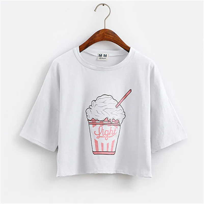 Merry Pretty 2018 summer new Harajuku women t shirt ice cream Korean style cotton loose crop tops kawaii t-shirt female tee tops Merry Pretty 2018 summer new Harajuku women t shirt ice cream Korean style cotton loose crop tops kawaii t-shirt female tee tops