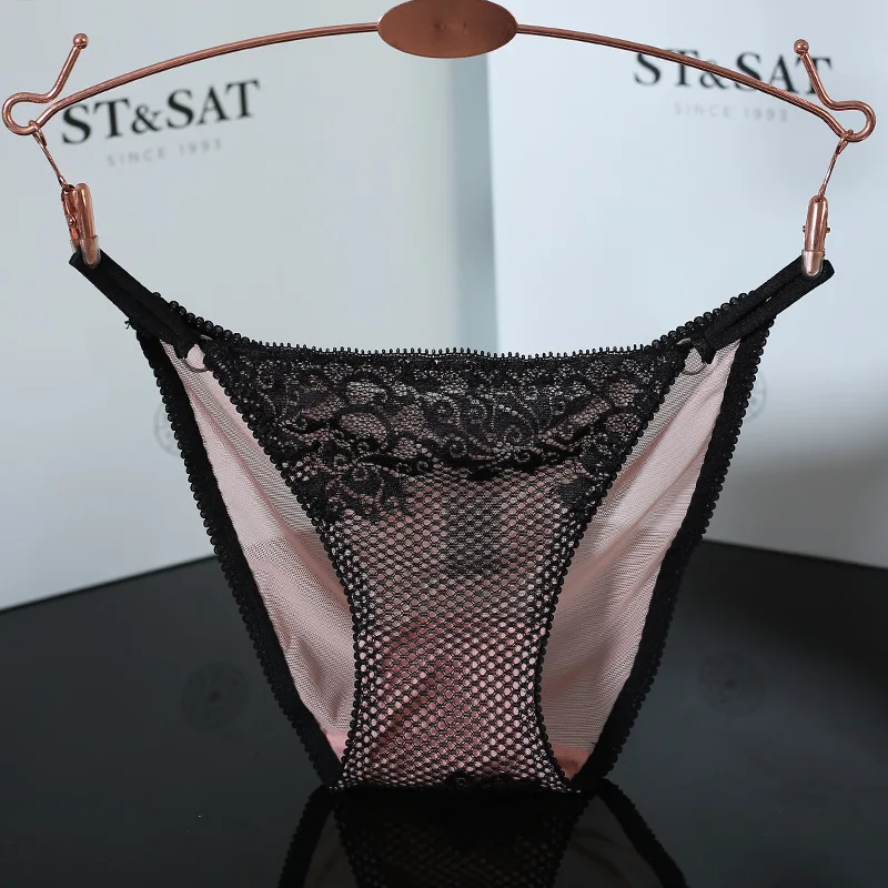 Autumn metal decoration low waist lace briefs sexy underwear women