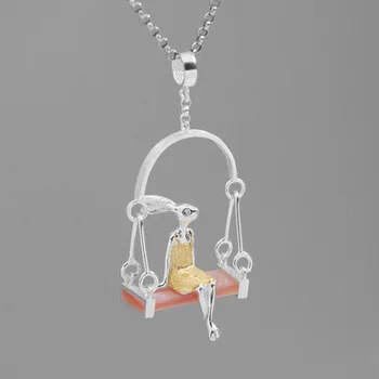 

Original Miss Rabbit Silver-inlaid Shell Pendant chain elegant necklace Choker For Women 925 animal necklace