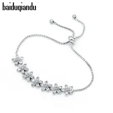 Baiduqiandu цветы Кубический Цирконий Кристалл CZ регулируемый браслет для женщин или свадьбы невесты или подружки невесты