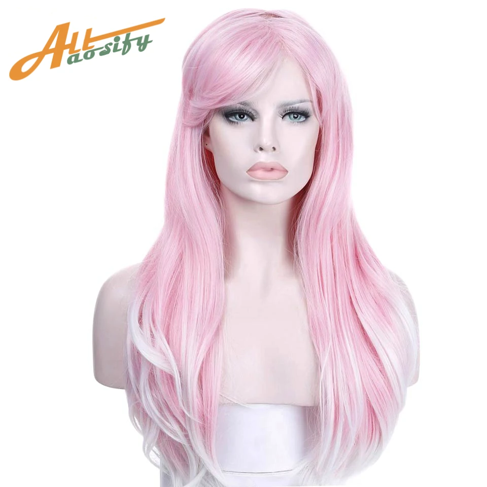 Allaosify Long Straight Anime Fashion Women's Synthetic Pink Cosplay