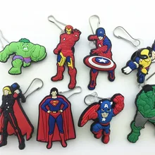 8 шт. Супермен Мститель аксессуары для обуви обувь патчи для обуви украшение с молнией Потяните молнии слайдер для куртки рюкзак сумка