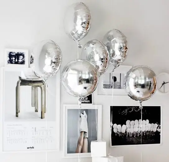 

3pcs/lot 18inch Silver Gold Round Aluminum Foil Balloons Wedding Birthday Party Decorations Helium Inflatable Baloons Globos Toy