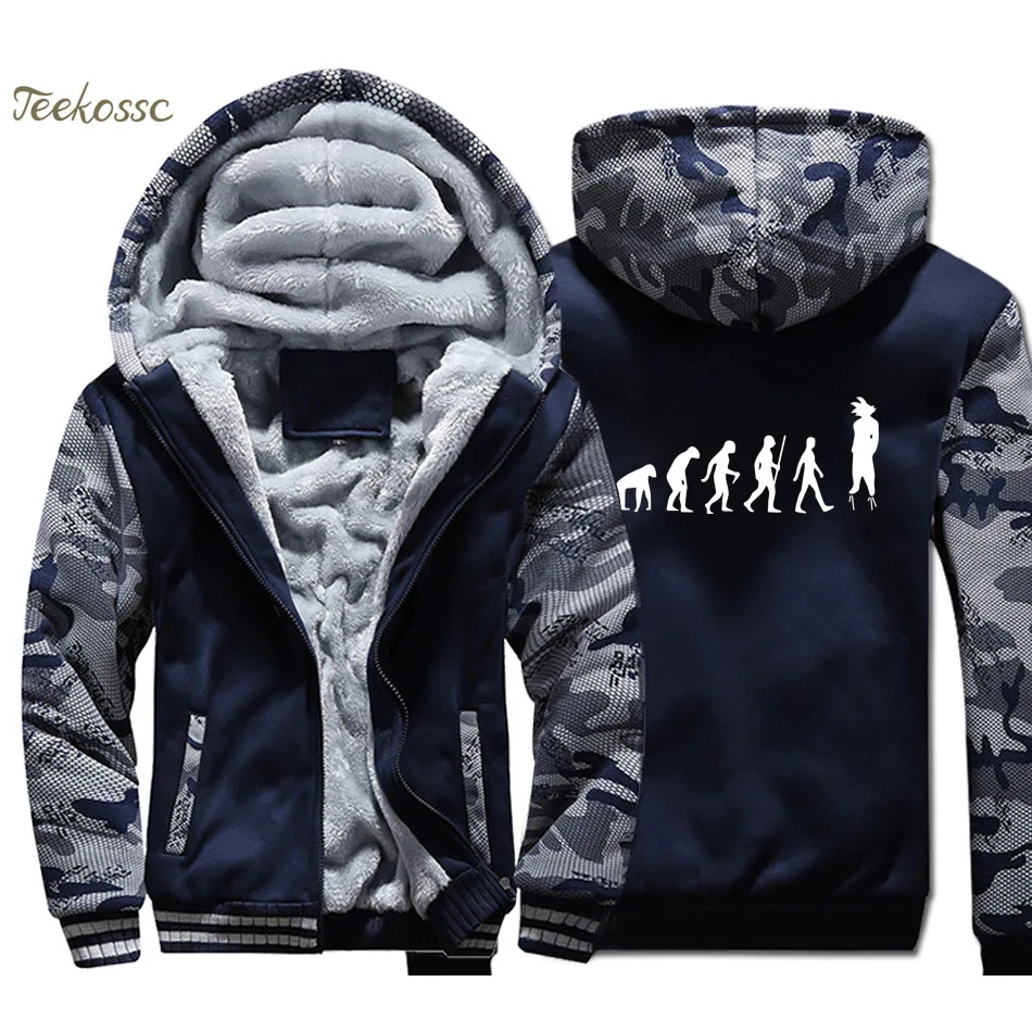 

Dragon Ball Z Hoodie Coat Men Evolution Funny Hooded Sweatshirt Fleece Thick Camouflage Super Saiyan Jacket Brand Streetwear 4XL
