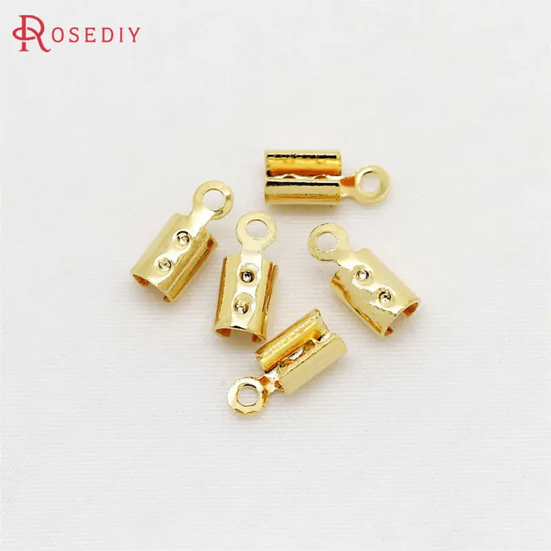 

(34335)20PCS 3.5*8MM 24K Gold Color Plated Brass End Clasps End Crimps High Quality Diy Jewelry Findings Accessories wholesale