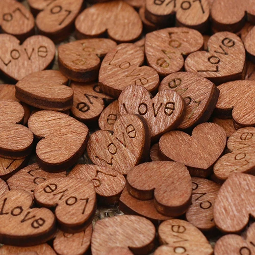 

100Pcs/lot Love Heart Shape Wood Sewing Appointment Wedding Decoration Buttons 3TKC