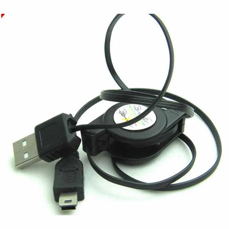 10 قطعة حار أسود قابل للسحب USB لذكر ميني USB B 5Pin مزامنة كابل بيانات