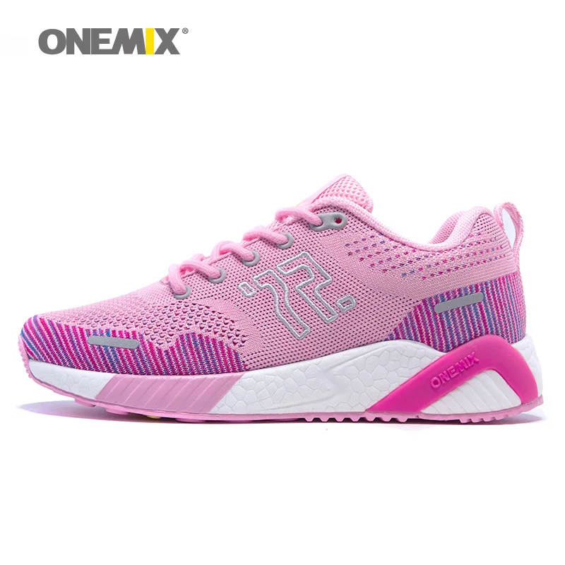 ONEMIX Мужская обувь для игры в бадминтон для женщин легкие классические спортивные кроссовки спортивная обувь Бег Теннис уличные Прогулочные кроссовки - Цвет: Pink White W