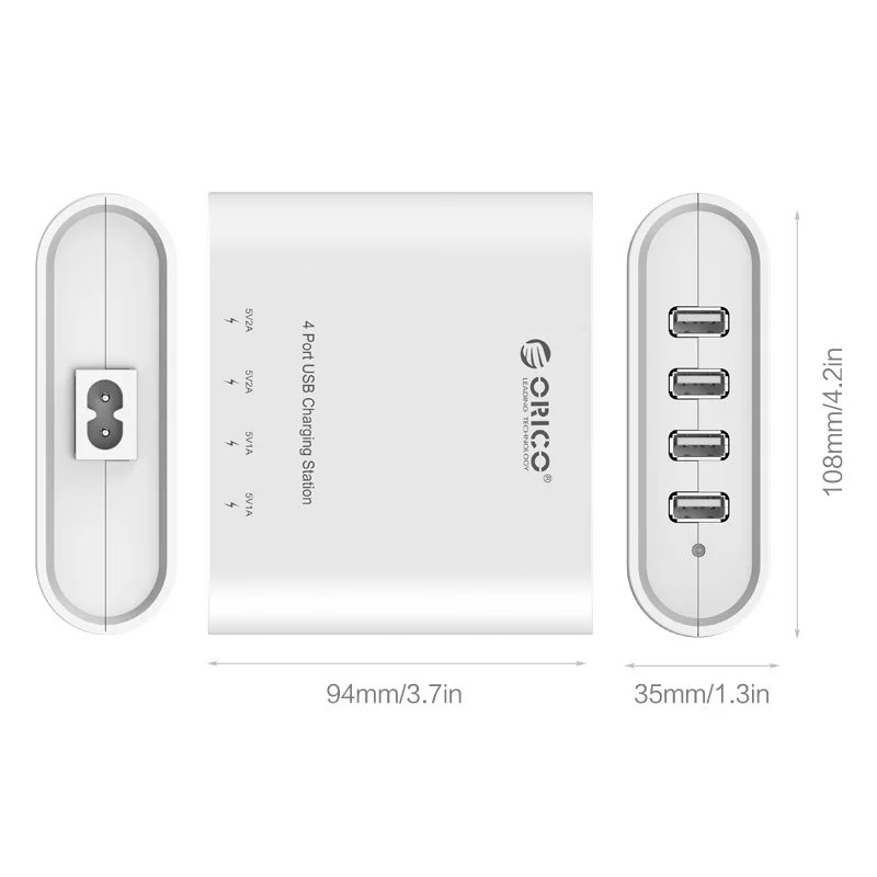 ORICO 4 порта USB настольное зарядное устройство для мобильного телефона портативное умное зарядное устройство для смартфона планшета