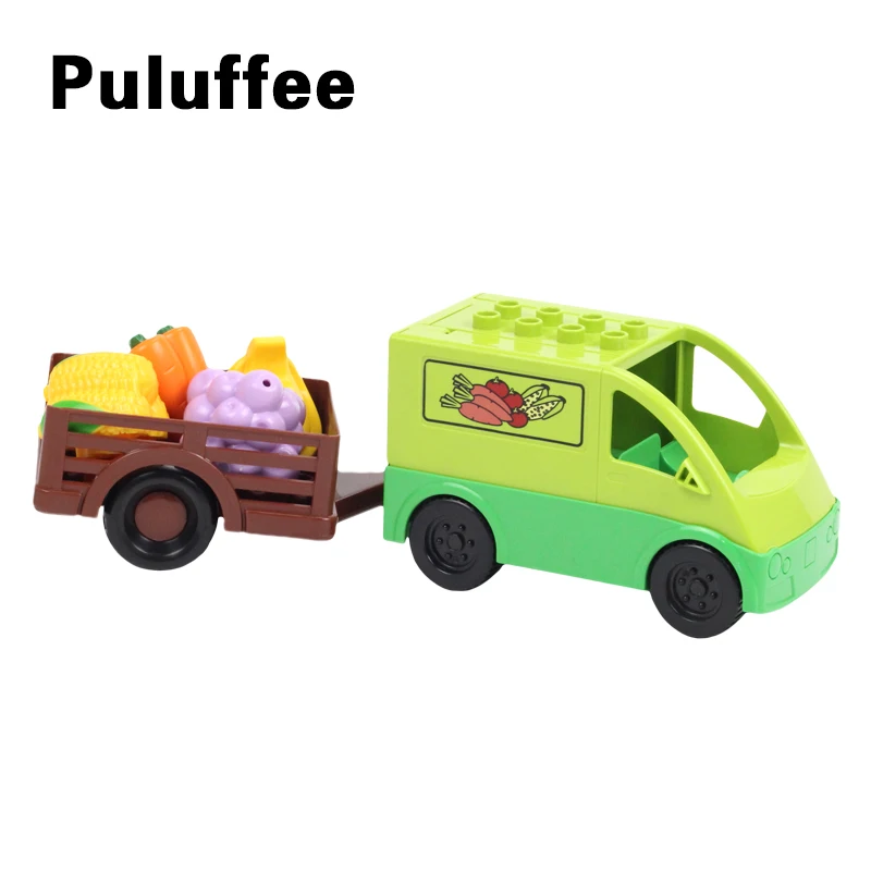

Big Size Building Blocks Truck Compatible With Duplo Vehicle Fruit and Vegetable Education Original Accessorie Toys For Children