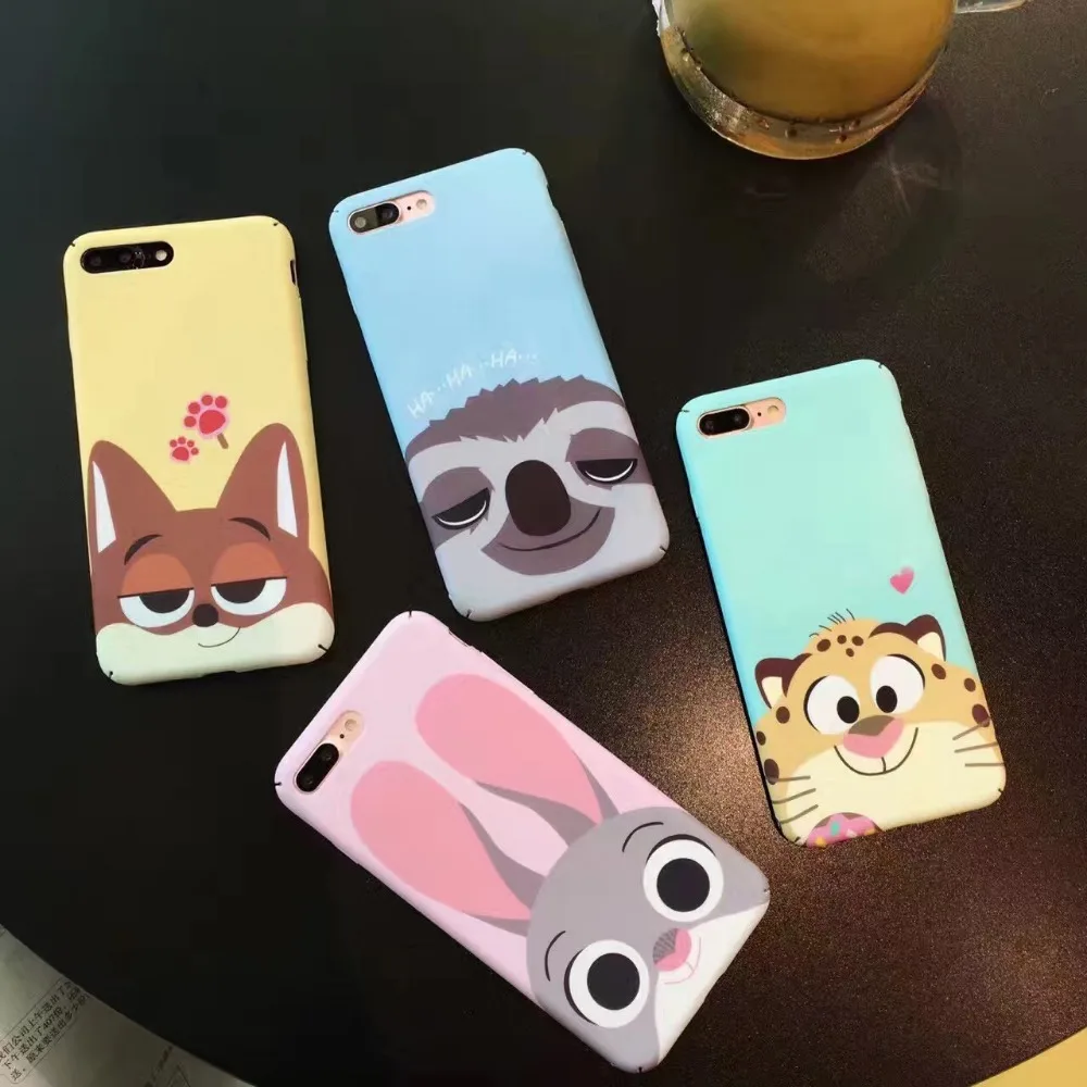 for iPhone 6 6s plus 7 7plus lovely Cartoon Zootopia Judy rabbit Nick Lover Couple hard pc case Cove |