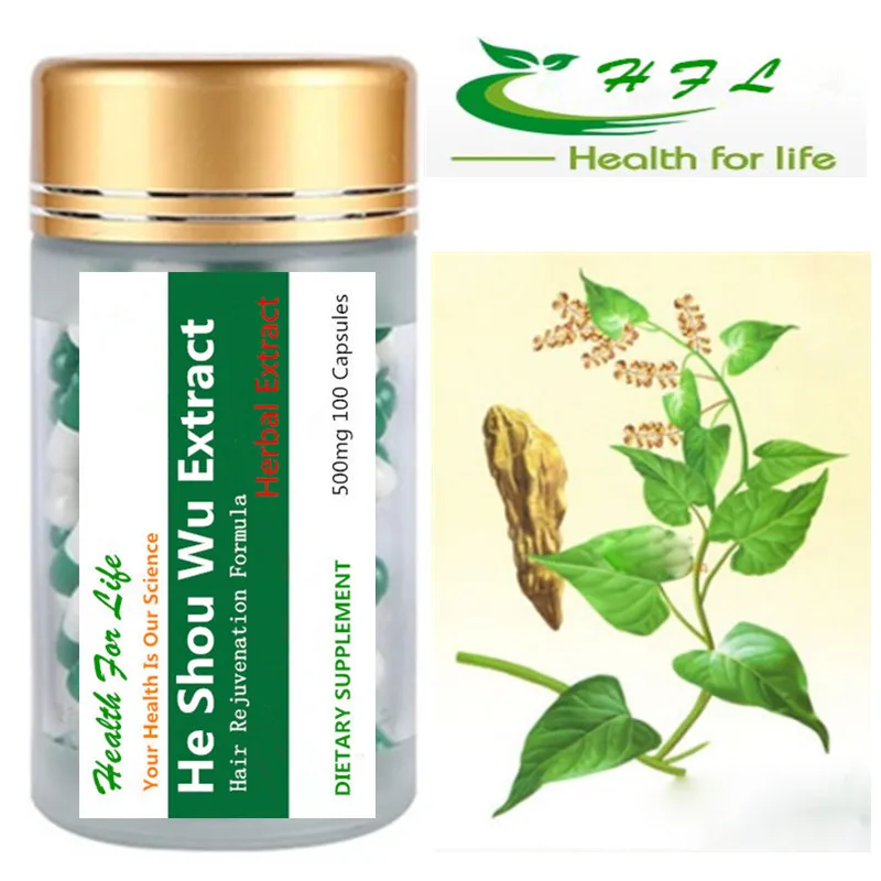 

(polygonium multiflorium) He Shou Wu for Gray Hair - Chinese Herb Stimulates Hair Growth - 500mg 100 pcs/bottle 10:1 Extract!