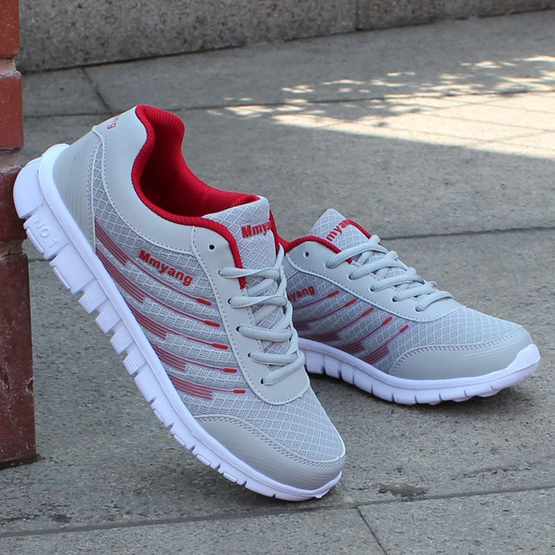 Women Fitness Sneakers Shoes Spring Autumn Shoes Fashion Striped Lace-Up Women Shoes Mesh Breathable Flats Shoes Female