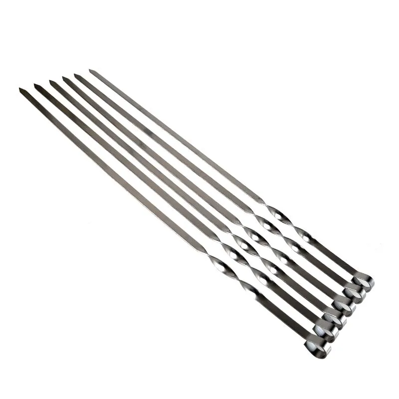 19.68'' 50cm Stainless steel Barbecue Skewers BBQ Grill Set Wide Resuable Shish Kabob Sticks Long BBQ Forks set 6/10/12pcs