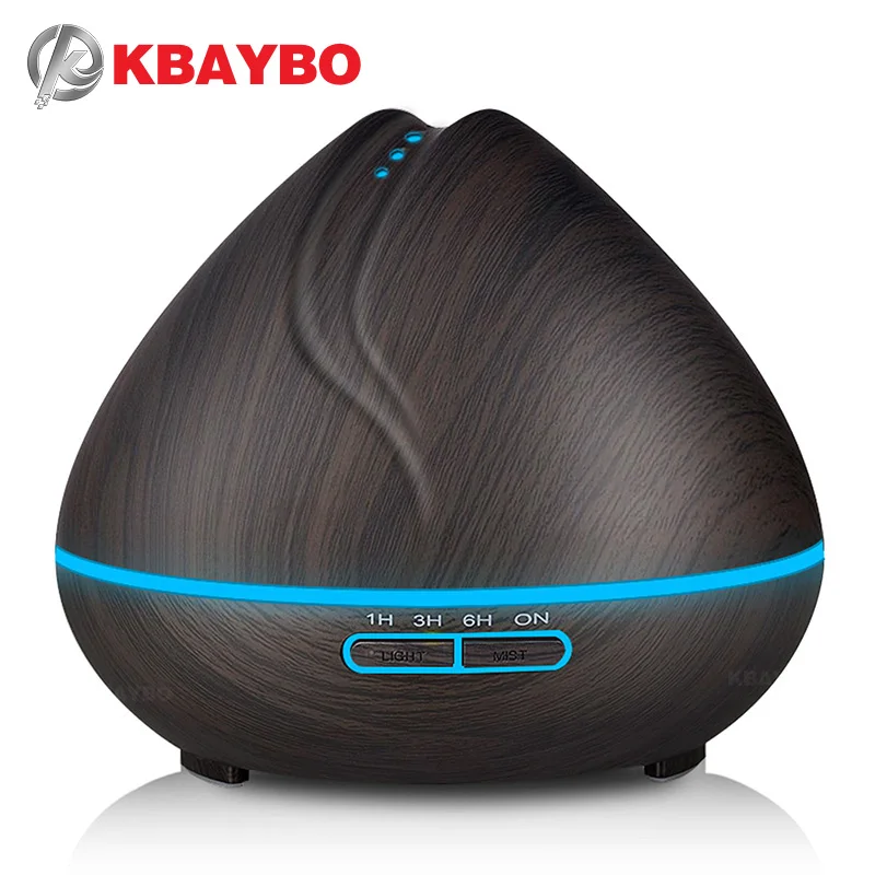 400ml Aroma Essential Oil Diffuser Ultrasonic Air Humidifier With Wood Grain 7 Color Changing LED Lights